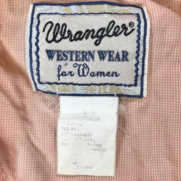 Vintage 90s Wrangler Pink Floral Plaid Cottagecore Western Button Up Shirt / S/M - Picture 6 of 6
